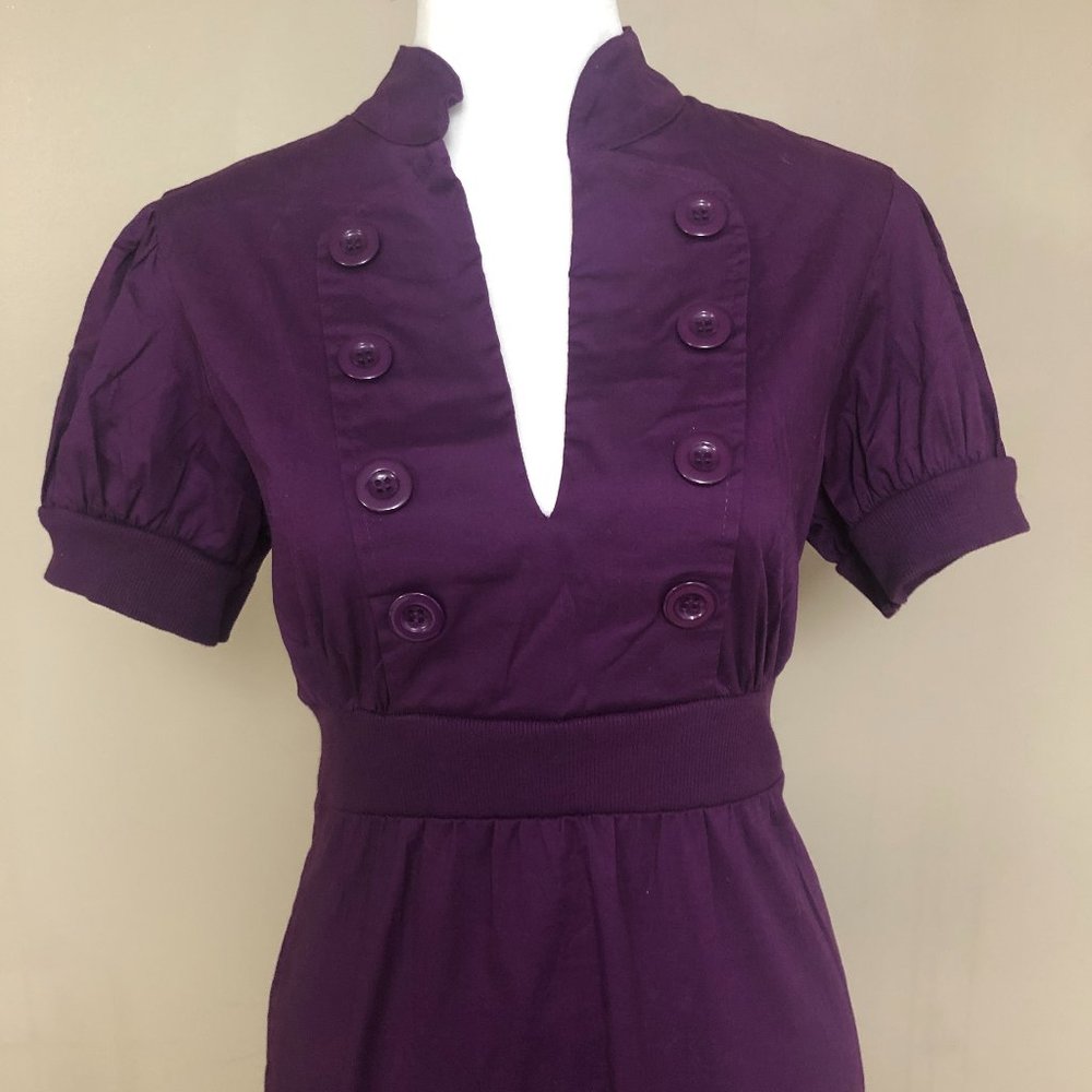Cute Be Bop Button Dress - Medium - Purple - New